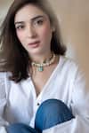 Buy_Do Taara_Blue Diamonds, Stones Firoza Kundan Embellished Choker Set _Online_at_Aza_Fashions