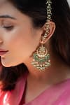 Buy_Do Taara_Green Natural Stones Kundan Studded Floral Crecent Chandbali Earrings _Online_at_Aza_Fashions