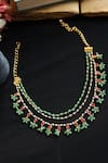 Shop_Do Taara_Green Kundan Onyx Embellished Layered Necklace _at_Aza_Fashions