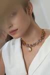 Buy_Do Taara_Purple Diamonds, Stones Natural Studded Choker Set_Online_at_Aza_Fashions