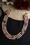 Shop_Do Taara_Green Natural Stones Pearl Layered Necklace _at_Aza_Fashions