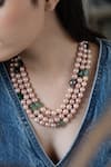 Do Taara_Green Natural Stones Pearl Layered Necklace _Online_at_Aza_Fashions