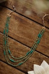 Shop_Do Taara_Green Onyx Multi-layer Necklace _at_Aza_Fashions