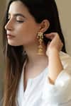 Buy Do Taara Gold Plated Pearls, Diamonds Kundan Embellished Jhumkas at Aza Fashions Buy_Do Taara_Gold Plated Pearls, Diamonds Kundan Embellished Jhumkas _at_Aza_Fashions