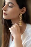 Do Taara Gold Plated Pearls, Diamonds Kundan Embellished Jhumkas Online at Aza Fashions Do Taara_Gold Plated Pearls, Diamonds Kundan Embellished Jhumkas _Online_at_Aza_Fashions