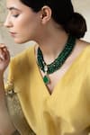 Buy_Do Taara_Green Natural Stone Polki Embellished Pendant Necklace _Online_at_Aza_Fashions