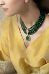 Shop_Do Taara_Green Natural Stone Polki Embellished Pendant Necklace _Online_at_Aza_Fashions