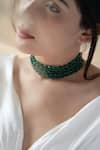 Buy_Do Taara_Green Natural Stone Embellished Choker _at_Aza_Fashions