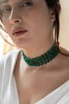 Do Taara_Green Natural Stone Embellished Choker _Online_at_Aza_Fashions