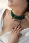 Shop_Do Taara_Green Natural Stone Embellished Choker _Online_at_Aza_Fashions