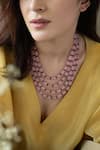 Buy_Do Taara_Pink Quartz Embellished Layered Necklace _Online_at_Aza_Fashions