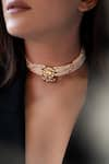 Do Taara_Pink Kundan Pearl Studded Choker _Online_at_Aza_Fashions