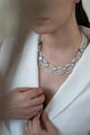 Buy_Do Taara_White Polki And Pearl Embellished Necklace _Online_at_Aza_Fashions