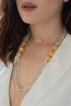 Do Taara_Gold Plated Pearl Embellished Long Necklace _Online_at_Aza_Fashions