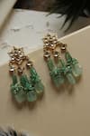 Shop_Do Taara_Green Onyx Floral Carved Earrings _at_Aza_Fashions