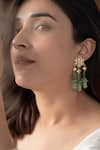 Do Taara_Green Onyx Floral Carved Earrings _Online_at_Aza_Fashions