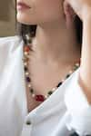 Do Taara_Multi Color Stone Pearl Embellished Necklace _Online_at_Aza_Fashions