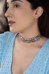 Buy_Do Taara_Grey Moonstone Moon Embellished Choker _at_Aza_Fashions