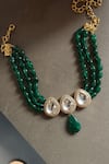 Shop_Do Taara_Green Stone Embellished Pendant Choker _at_Aza_Fashions