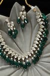 Do Taara_Green Polki Embellished Necklace Set _Online_at_Aza_Fashions