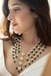 Do Taara_Green Pearl Kundan Embellished Layered Necklace _Online_at_Aza_Fashions