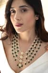 Shop_Do Taara_Green Pearl Kundan Embellished Layered Necklace _Online_at_Aza_Fashions