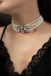 Do Taara_White Pearl Embellished Pendant Choker _Online_at_Aza_Fashions