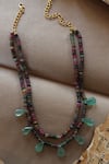 Shop_Do Taara_Multi Color Tourmaline Stone Embellished Necklace _Online_at_Aza_Fashions