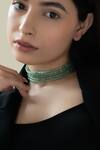 Buy_Do Taara_Green Natural Stone Flourite Embellished Choker _at_Aza_Fashions