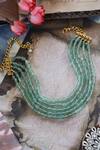 Shop_Do Taara_Green Natural Stone Flourite Embellished Choker _at_Aza_Fashions