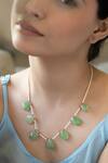 Buy_Do Taara_Green Flourite Stone Pearl Embellished Necklace _at_Aza_Fashions