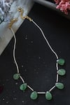 Shop_Do Taara_Green Flourite Stone Pearl Embellished Necklace _at_Aza_Fashions