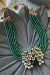 Do Taara_Green Onyx Kundan Embellished Pendant Necklace _at_Aza_Fashions