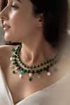 Do Taara_Green Baroque Pearl Embellished Layered Necklace _Online_at_Aza_Fashions