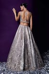 Shop_Angad Singh_Grey Organza Embroidery Sequin Scoop Neck Lehenga Set _at_Aza_Fashions