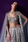 Buy_Angad Singh_Grey Organza Embroidery Sequin Scoop Neck Lehenga Set _Online_at_Aza_Fashions