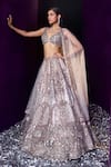 Buy_Angad Singh_Gold Organza Embroidery Sequin V Neck Chevron Lehenga Set _at_Aza_Fashions