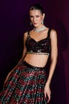 Angad Singh_Maroon Organza Embroidery Sequin Sweetheart Neck Zig Zag Lehenga Set _Online_at_Aza_Fashions