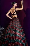 Shop_Angad Singh_Maroon Organza Embroidery Sequin Sweetheart Neck Zig Zag Lehenga Set _Online_at_Aza_Fashions