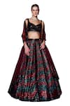 Angad Singh_Maroon Organza Embroidery Sequin Sweetheart Neck Zig Zag Lehenga Set _at_Aza_Fashions