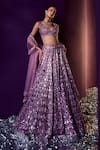 Buy_Angad Singh_Purple Organza Embroidery Sequin Sweetheart Neck Geometric Lehenga Set _at_Aza_Fashions