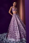 Buy_Angad Singh_Purple Organza Embroidery Sequin Sweetheart Neck Geometric Lehenga Set _Online_at_Aza_Fashions