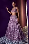 Shop_Angad Singh_Purple Organza Embroidery Sequin Sweetheart Neck Geometric Lehenga Set _Online_at_Aza_Fashions