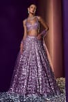 Angad Singh_Purple Organza Embroidery Sequin Sweetheart Neck Geometric Lehenga Set _at_Aza_Fashions