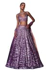 Buy_Angad Singh_Purple Organza Embroidery Sequin Sweetheart Neck Geometric Lehenga Set 