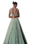 Shop_Angad Singh_Green Organza Embroidery Sequin Plunge V Neck Crystal Bridal Lehenga Set _Online_at_Aza_Fashions