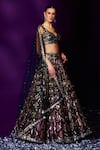 Buy_Angad Singh_Emerald Green Organza Embroidery Sequin Leaf Neck Crystal And Bridal Lehenga Set _at_Aza_Fashions