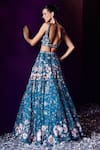 Shop_Angad Singh_Blue Net Embroidery Sequin Sweetheart Neck And Crystal Lehenga Set _at_Aza_Fashions