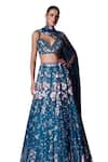 Angad Singh_Blue Net Embroidery Sequin Sweetheart Neck And Crystal Lehenga Set _Online_at_Aza_Fashions