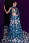 Buy_Angad Singh_Blue Net Embroidery Sequin Sweetheart Neck And Crystal Lehenga Set _Online_at_Aza_Fashions